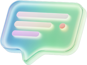 Burbuja de conversación 3D en tonos menta y azul
